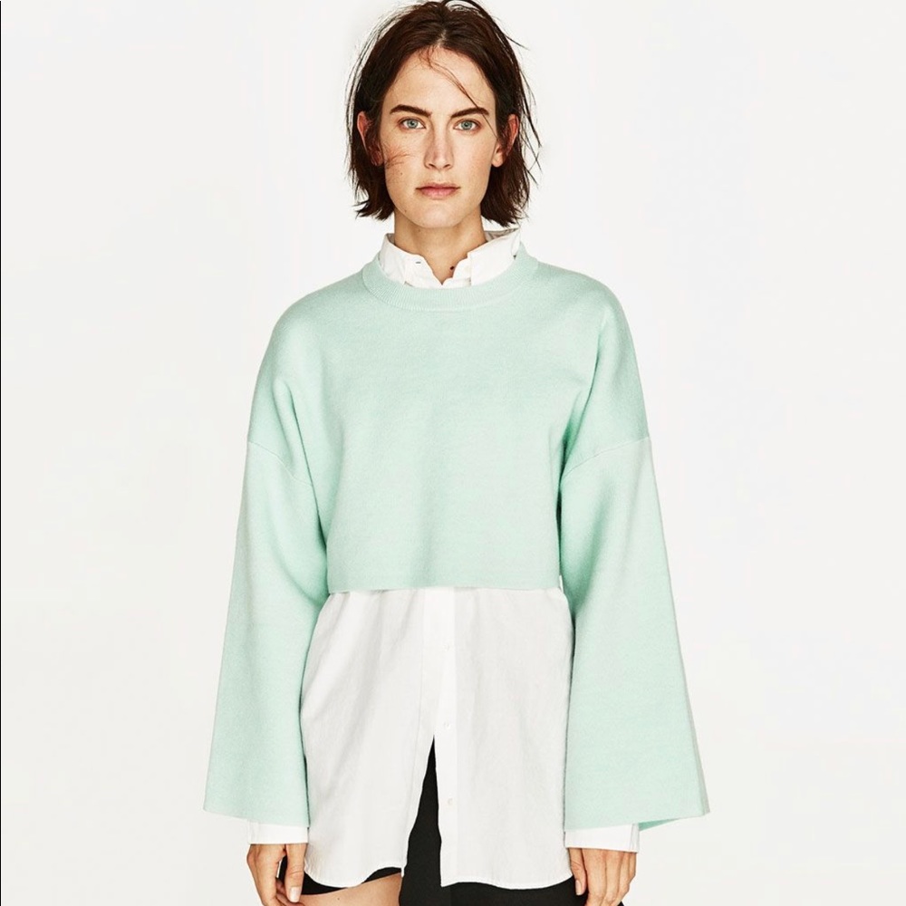 Cropped Sweatbshirt with Wide Sleeves